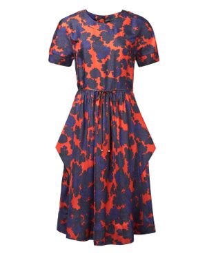 Marc By Marc Jacobs Red and Blue Floral Print Silk Dress