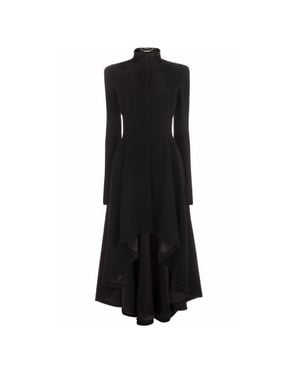 McQueen Wave Ruffle Dress Coat - Black