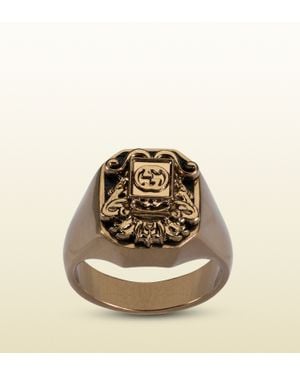 Gucci Vintage Crest Ring - Metallic