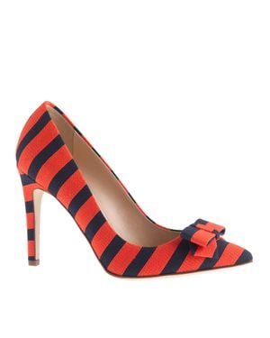 J.Crew Collection Bow Pumps in Stripe - Red