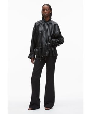 3.1 Phillip Lim Leather Cinched Parka With Ruffle Collar - Black