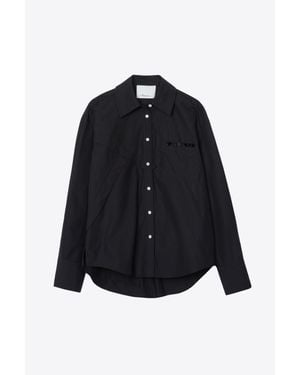 3.1 Phillip Lim Poplin Oversize Shirt With Embellished Pockets - Blue