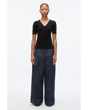 3.1 Phillip Lim Compact Rib V-Neck Tee - Blue