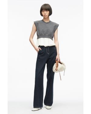 3.1 Phillip Lim Fine-Gauge Merino Flounce Hem Tank - Blue
