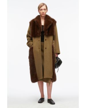 3.1 Phillip Lim Faux Fur Melton Coat - Brown