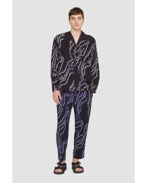 3.1 Phillip Lim Printed Single Pleat Tapered Trouser - Blue