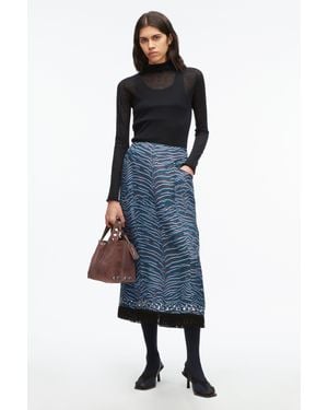 3.1 Phillip Lim Abstract Tiger Embellished Midi Skirt - Blue