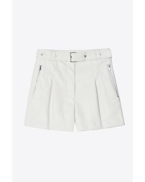 3.1 Phillip Lim Vegan Leather Belted Waist Utility Shorts - White