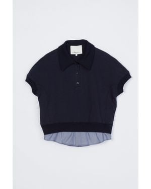3.1 Phillip Lim French Terry Polo With Shirting-Back - Blue
