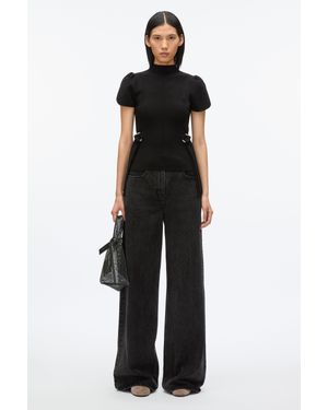 3.1 Phillip Lim Compact Rib Tulip Top - Black