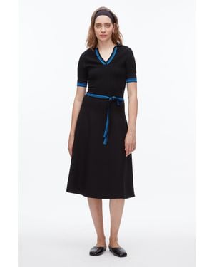 3.1 Phillip Lim Textured Rib Polo Midi Dress - Black
