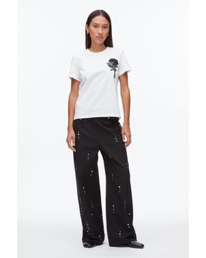 3.1 Phillip Lim Flower Embroidery Merch Tee - White