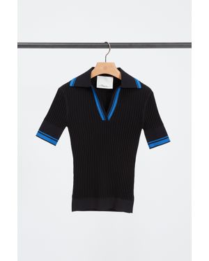 3.1 Phillip Lim Textured Rib Fitted Polo - Blue