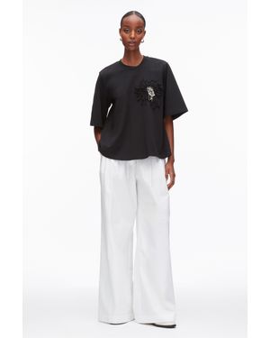 3.1 Phillip Lim Trapeze T-Shirt With Floral Appliqué - Black