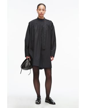3.1 Phillip Lim Gathered Poplin Mini Dress - Black