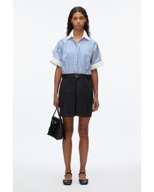 3.1 Phillip Lim Shirt Combo Dress With Pleated Skirt - Blue
