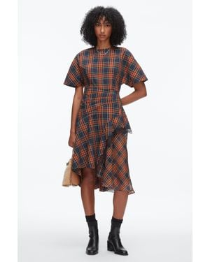 3.1 Phillip Lim Plaid Mix Draped Dress - Brown