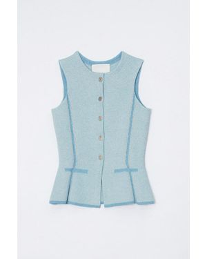3.1 Phillip Lim Denim Effect Crew Neck Button Up Vest - Blue