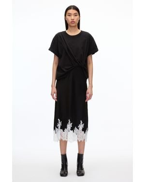 3.1 Phillip Lim Draped T-Shirt Slip Combo Dress - Black