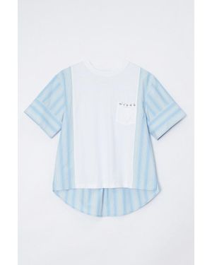 3.1 Phillip Lim T-Shirt With Stripe Combo Panel - Blue