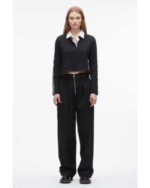 3.1 Phillip Lim Patchwork Cropped Polo - Black