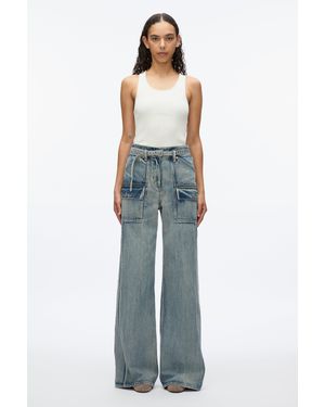 3.1 Phillip Lim Cargo Wide Leg Belted Jeans - Blue