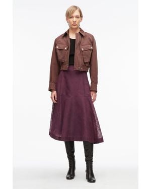 3.1 Phillip Lim Floral Organza Midi Skirt - Red