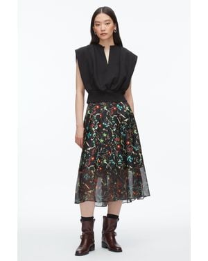 3.1 Phillip Lim Bliss Floral Pleated Skirt - Black