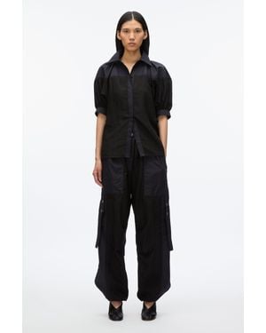 3.1 Phillip Lim Lantern Sleeve Combo Shirt - Black