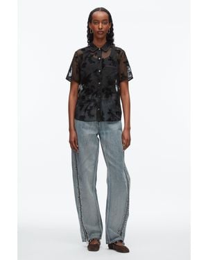3.1 Phillip Lim Flocked Organza Ss Shirt - Black