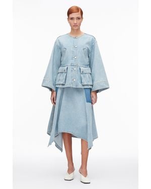 3.1 Phillip Lim Collarless Trapeze Denim Jacket - Blue
