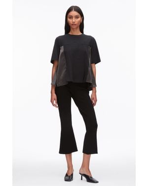 3.1 Phillip Lim Puff Sleeve Flounce T-Shirt With Satin Panels - Black