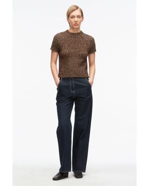 3.1 Phillip Lim Marled Wool Mockneck Tee - Blue