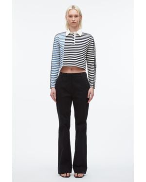 3.1 Phillip Lim Patchwork Cropped Polo - Blue