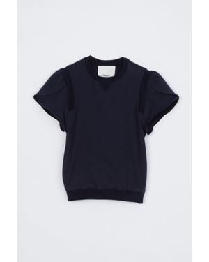 3.1 Phillip Lim Tulip Sleeve French Terry Top - Blue