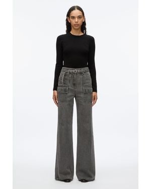 3.1 Phillip Lim Cargo Wide Leg Belted Jeans - Black