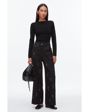 3.1 Phillip Lim Stud Embellished Wide Leg Pant - Black