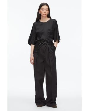 3.1 Phillip Lim Short Sleeve Top With Button Placket - Black