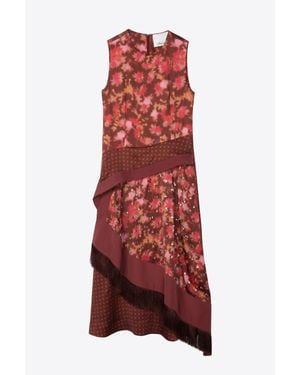 3.1 Phillip Lim Desert Flower Draped Jersey Dress - Red