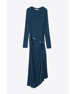 3.1 Phillip Lim Embellished Drape Jersey Midi Dress - Blue
