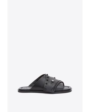 3.1 Phillip Lim Crossover Slide Sandal With Leather Craft - Black