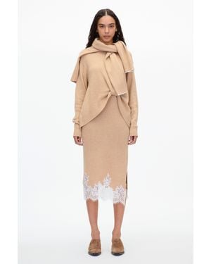 3.1 Phillip Lim French Tuck Knit Dress With Lace Trim - Natural