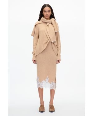 3.1 Phillip Lim French Tuck Knit Dress With Lace Trim - Natural