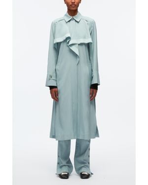 3.1 Phillip Lim Lightweight Trench Dress With Cascade Drape - Blue