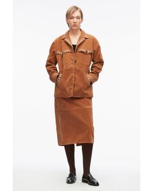 3.1 Phillip Lim Western Studded Faux Suede Skirt - Orange