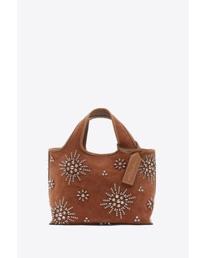 3.1 Phillip Lim Studded Suede Mini Market Tote - Brown