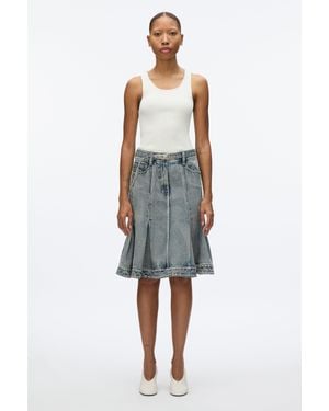 3.1 Phillip Lim Flounce Hem Belted Denim Skirt - Blue
