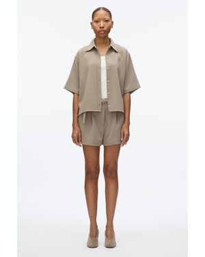 3.1 Phillip Lim Wool Crepe Boxy Shirt Sleeve Shirt - Natural