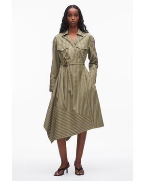3.1 Phillip Lim Stripe Poplin Wrap Shirt Dress - Green