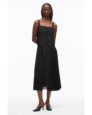 3.1 Phillip Lim Pleated Tank Dress With Lace Insert - Black